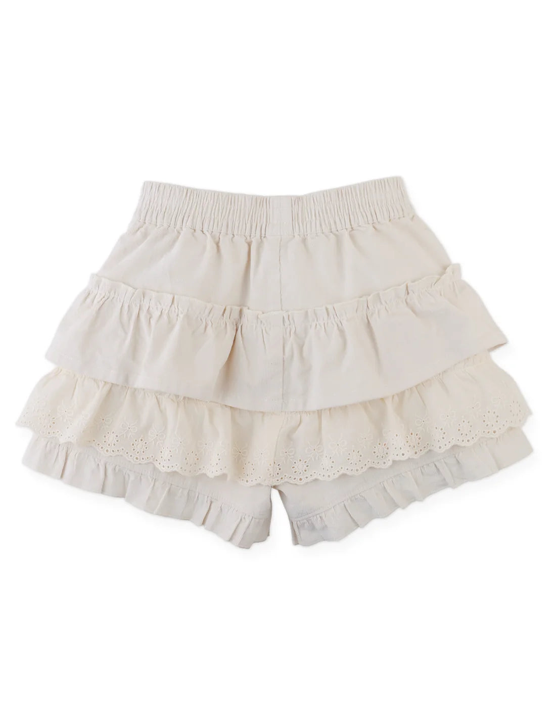 Verena Tiered Ruffled Shorts with Embroidered Lace Trims