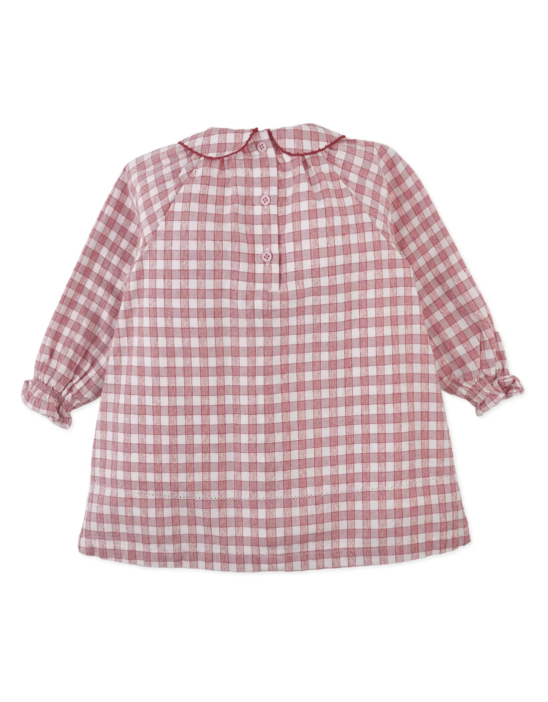 Baby Winnie Checkered Dress with Cross-Stitch Embroidery