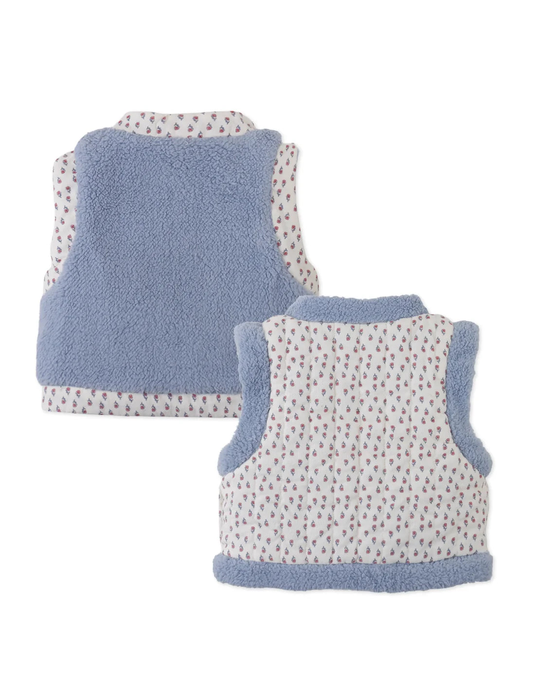 Baby Eulalia Ditsy Floral Reversible Gilet with Sherpa Side