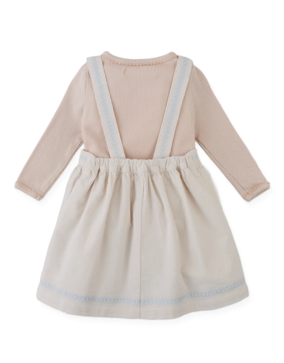 Baby Vera Cross-Stitch Embroidered Pinafore Dress and Inner Tee Set