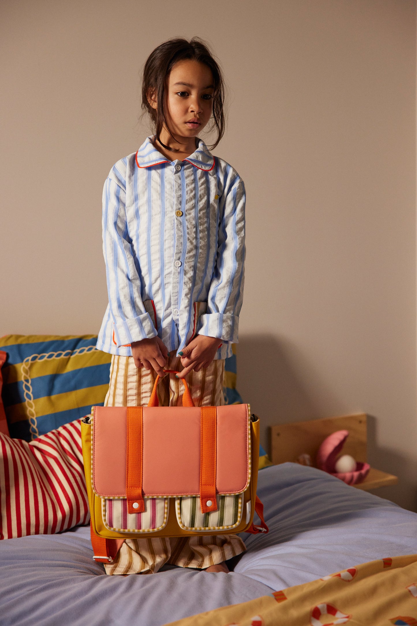 Schoolbag • Coral Pink + Sbmarine Yellow