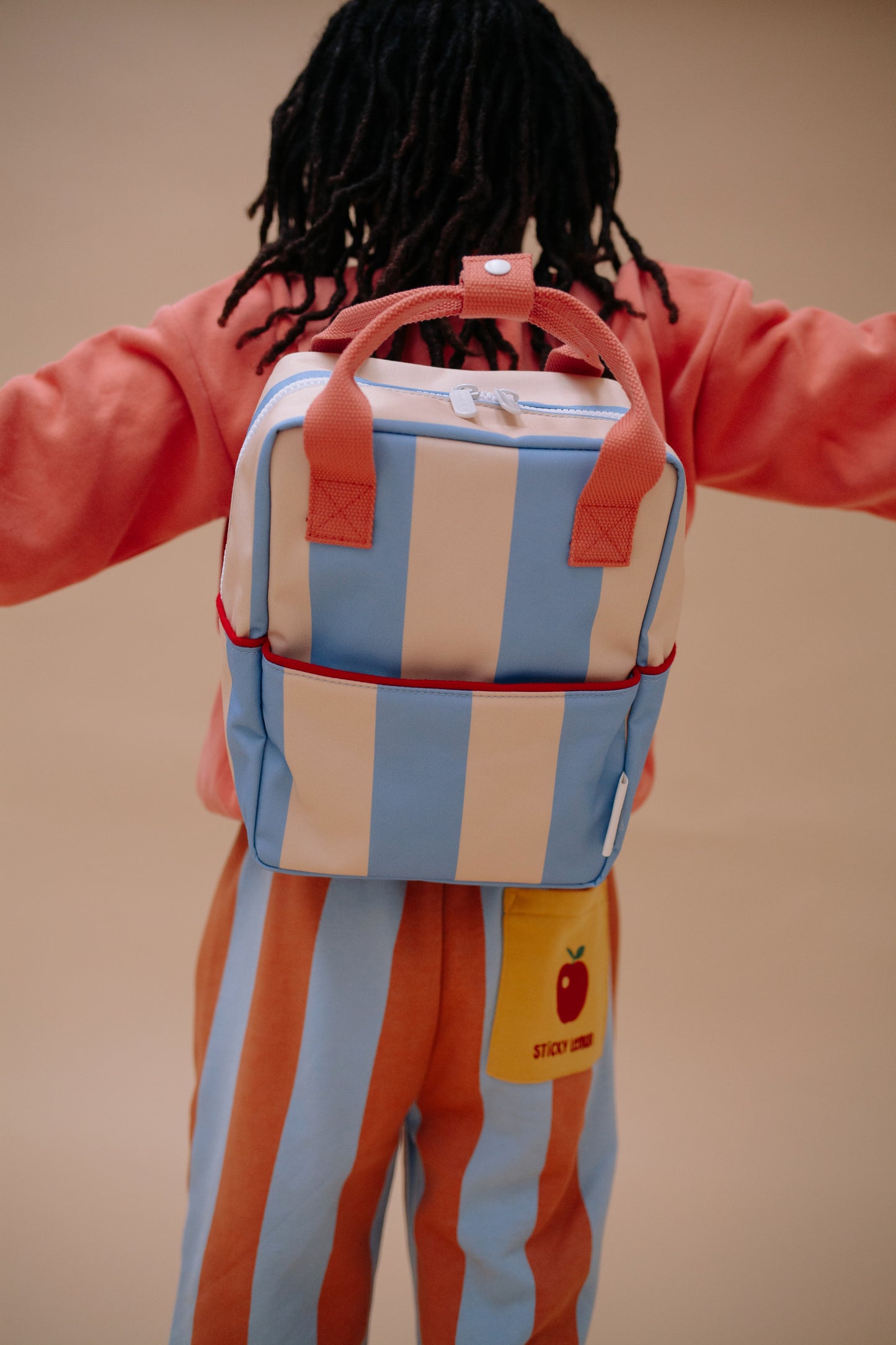 Backpack small • stripes • cloud blue + twiggy beige