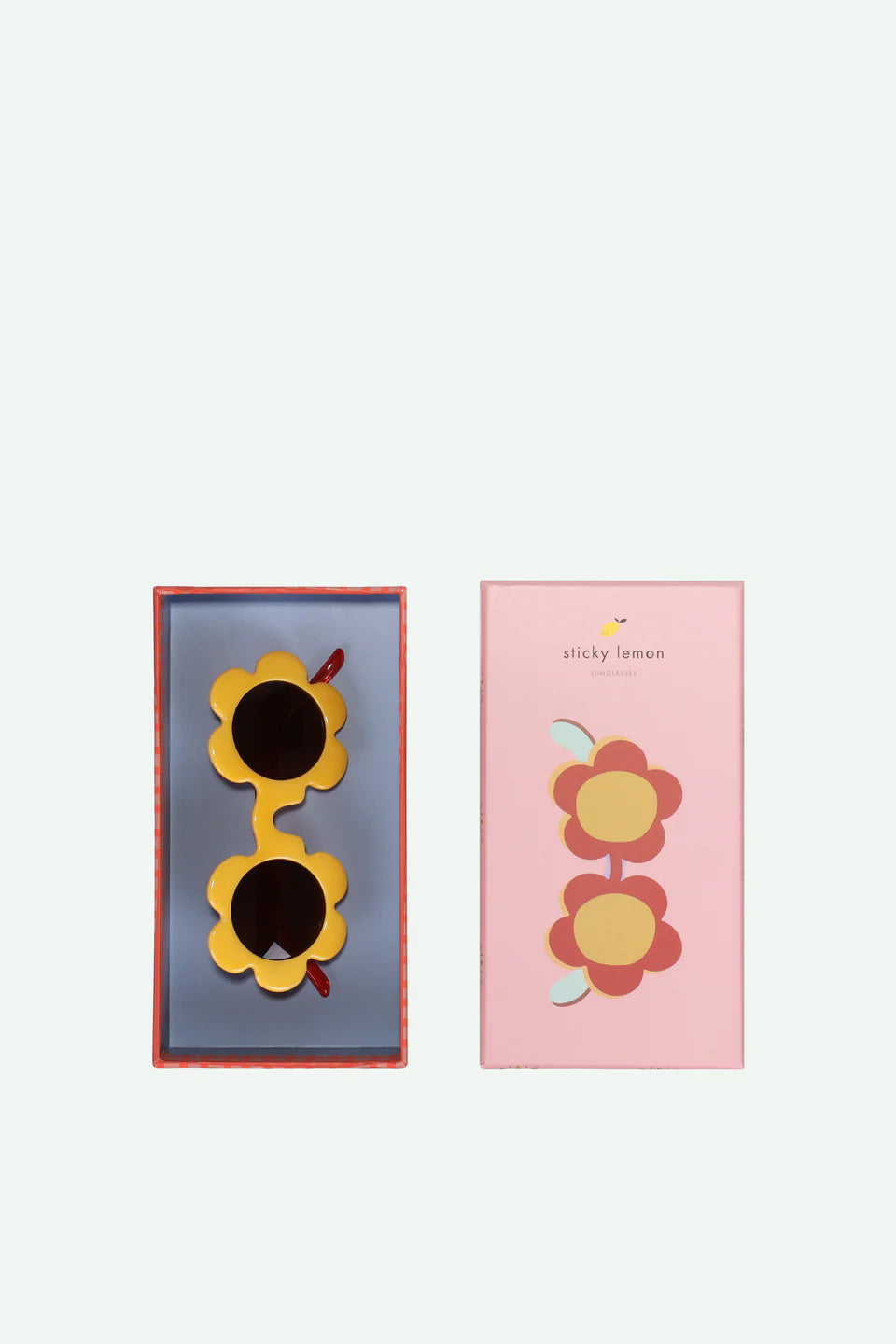 sunglasses | flower | apple juice + red apple