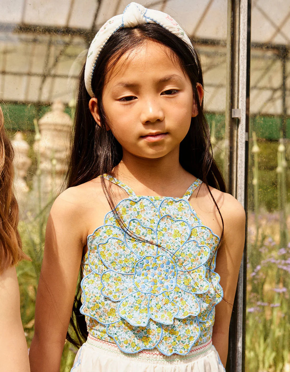 Eloise Halter Top with Large Flower Appliqué