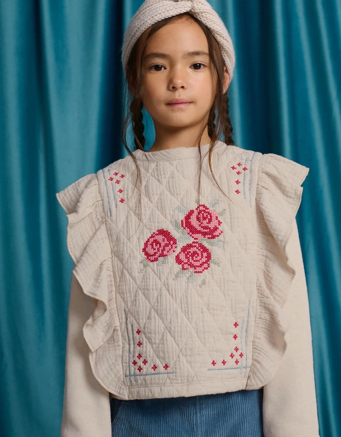 Rosamund Top with Flower Cross-Stitch