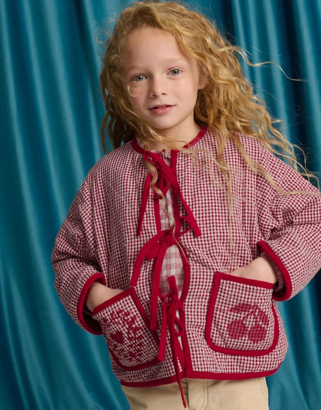 Lavinia Boxy Quilted Coat with Bow-Tie Accents