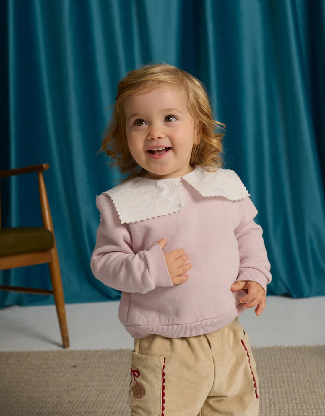Baby Clarita Pullover with Embroidered Sailor Collar