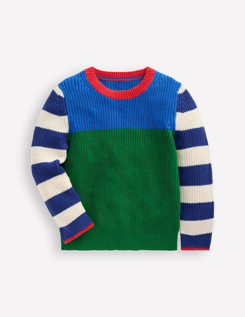 Everyday Cotton Jumper-Kingfisher Blue/Rich Emerald