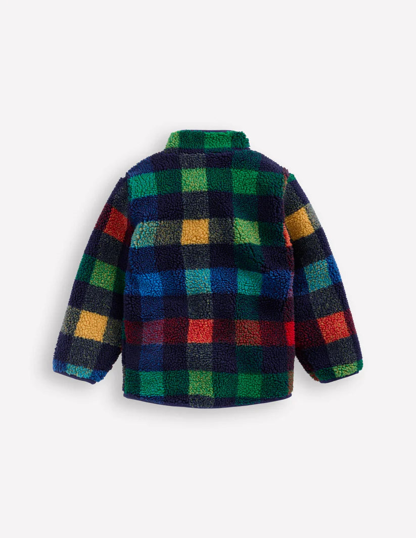 Cosy Borg Jacket-Navy Check