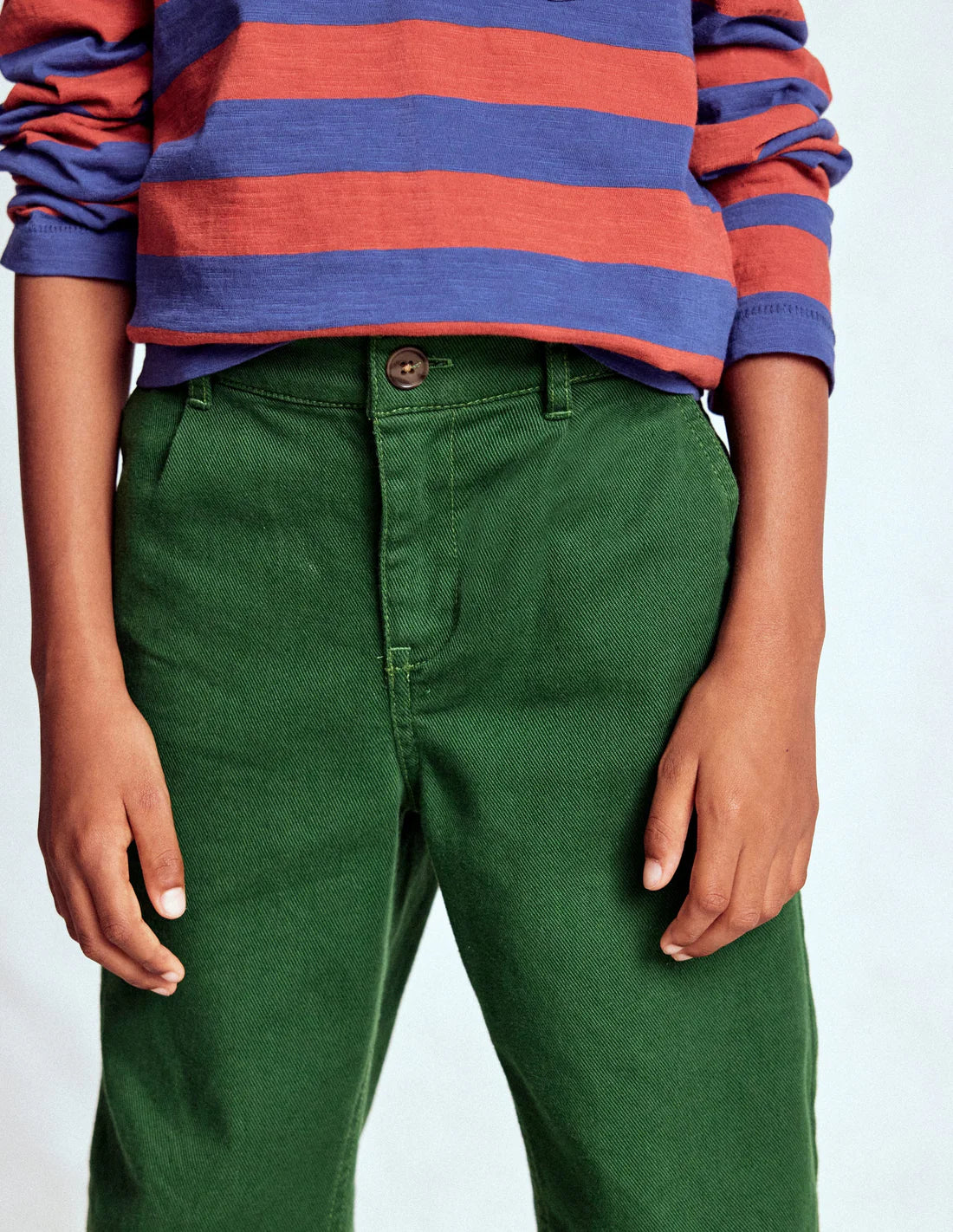 Everyday Straight Leg Trousers-Pine Green Twill
