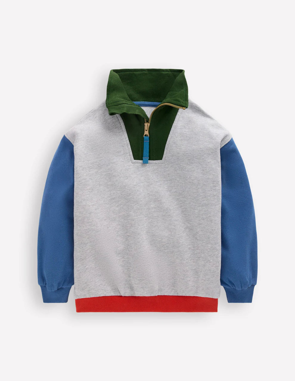 Half-Zip Sweatshirt-Grey Marl Colourblock