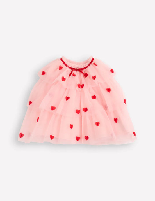 Tulle Heart Cape-Chalk Pink Hearts