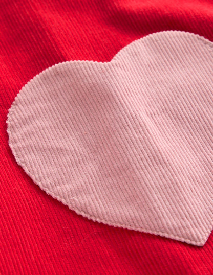 Saffy Cord Pinafore Dress-Poppy Red