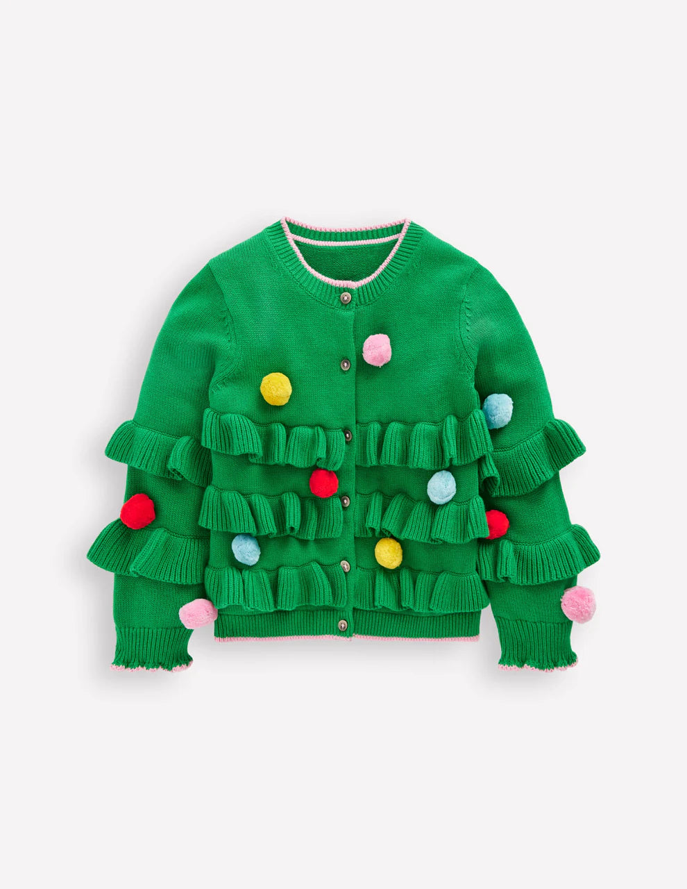 Festive Logo Cardigan-Rich Emerald Christmas Tree