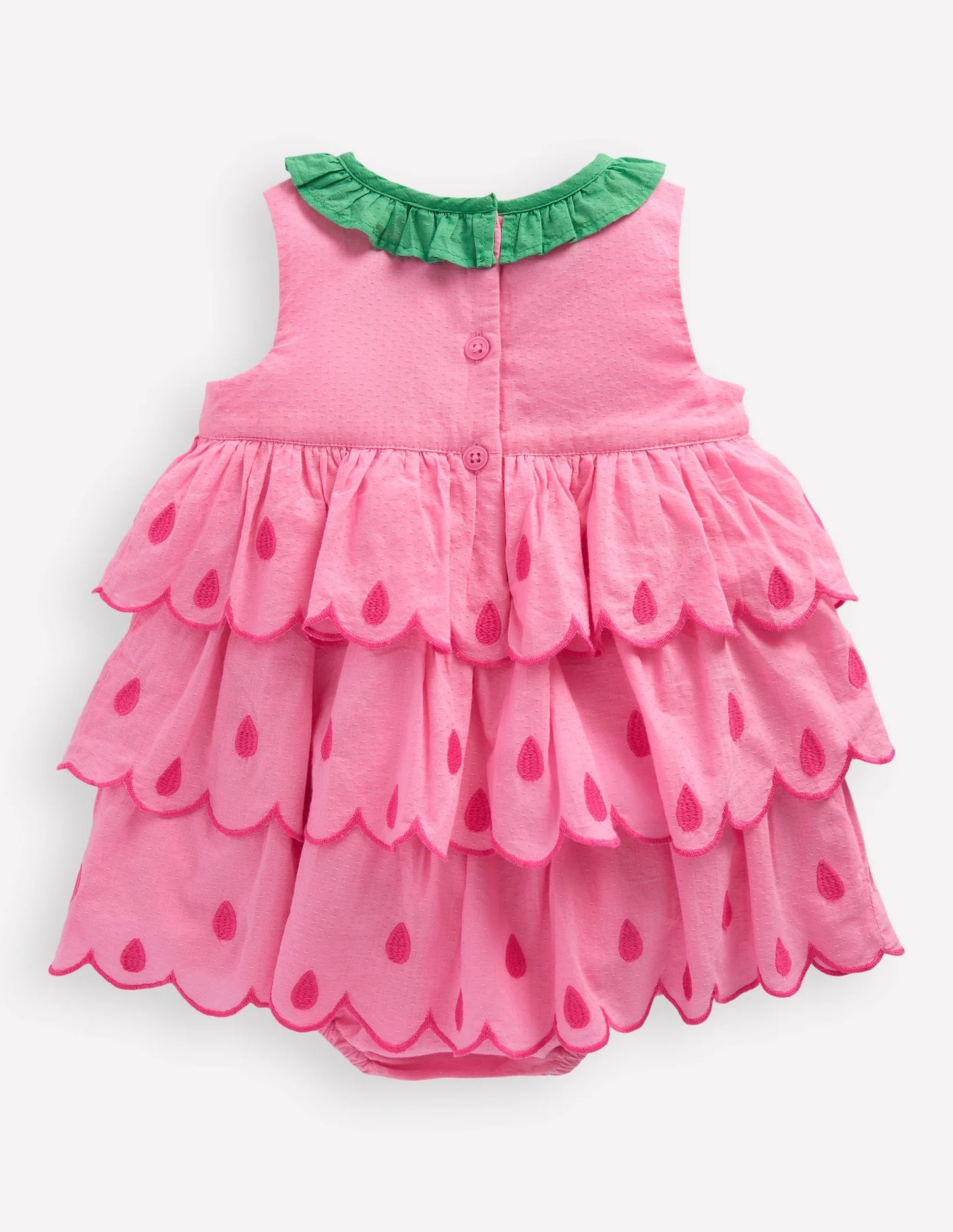 Ruffle Woven Romper-Bubblegum