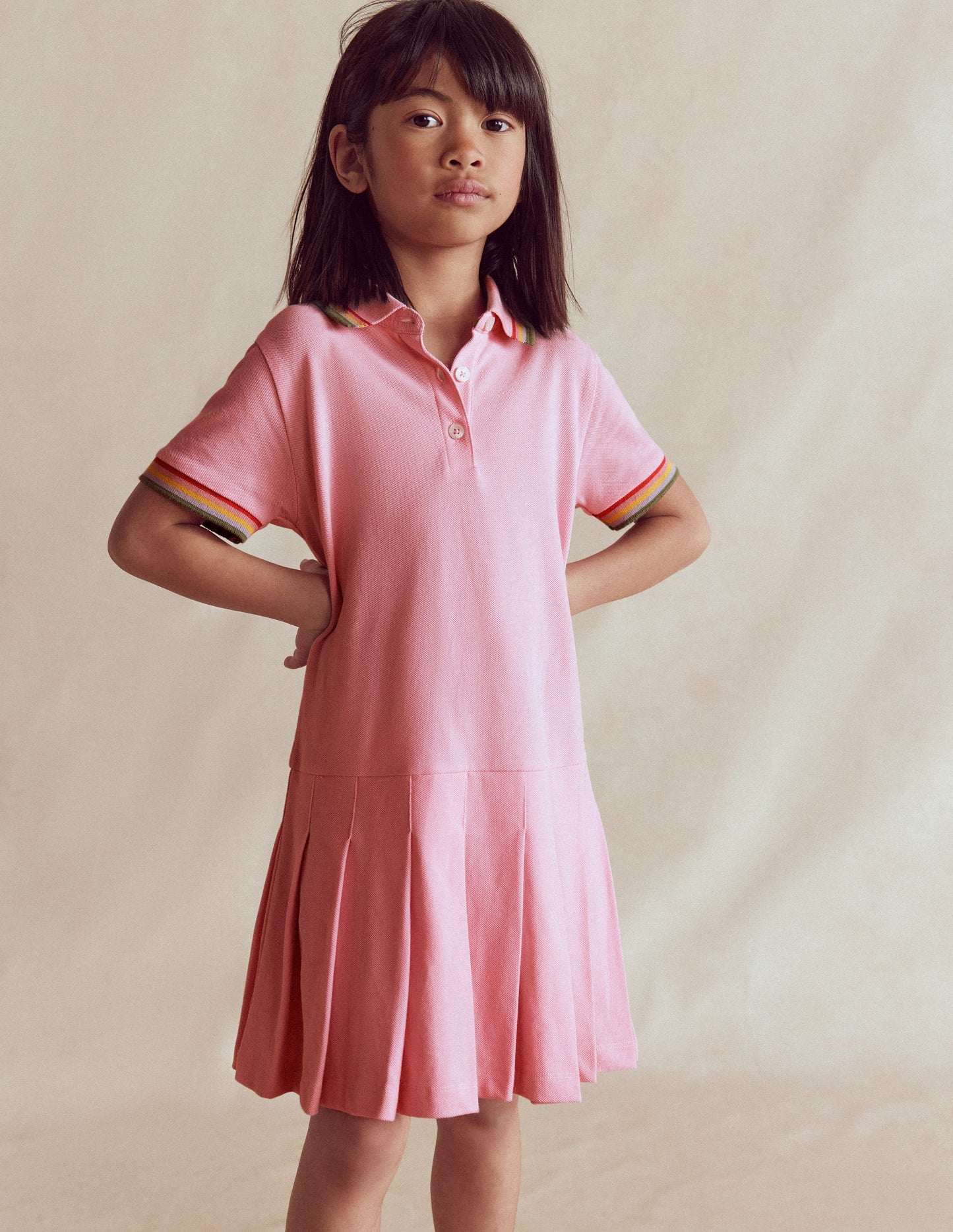 Pleated Skirt Jersey Dress