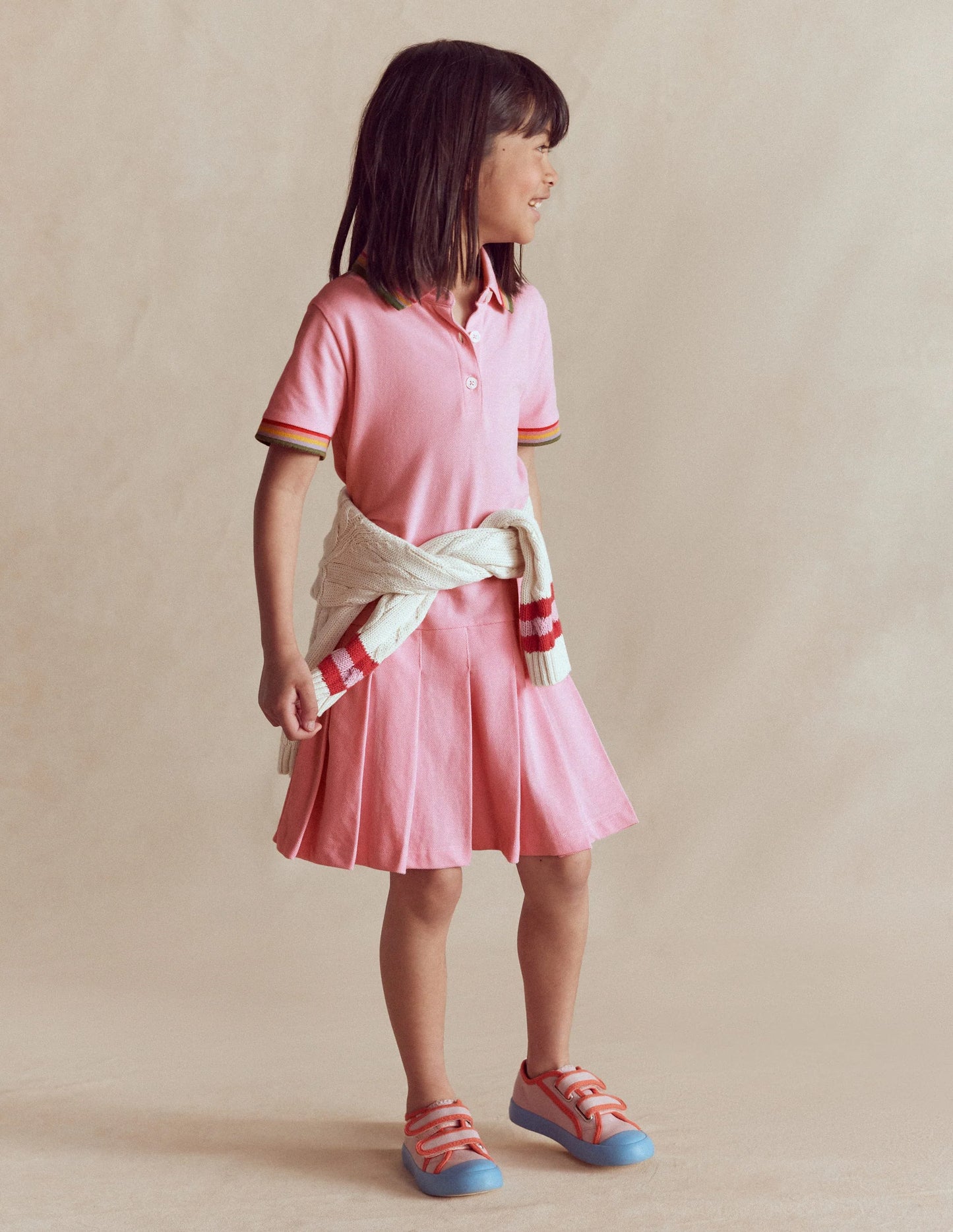Pleated Skirt Jersey Dress