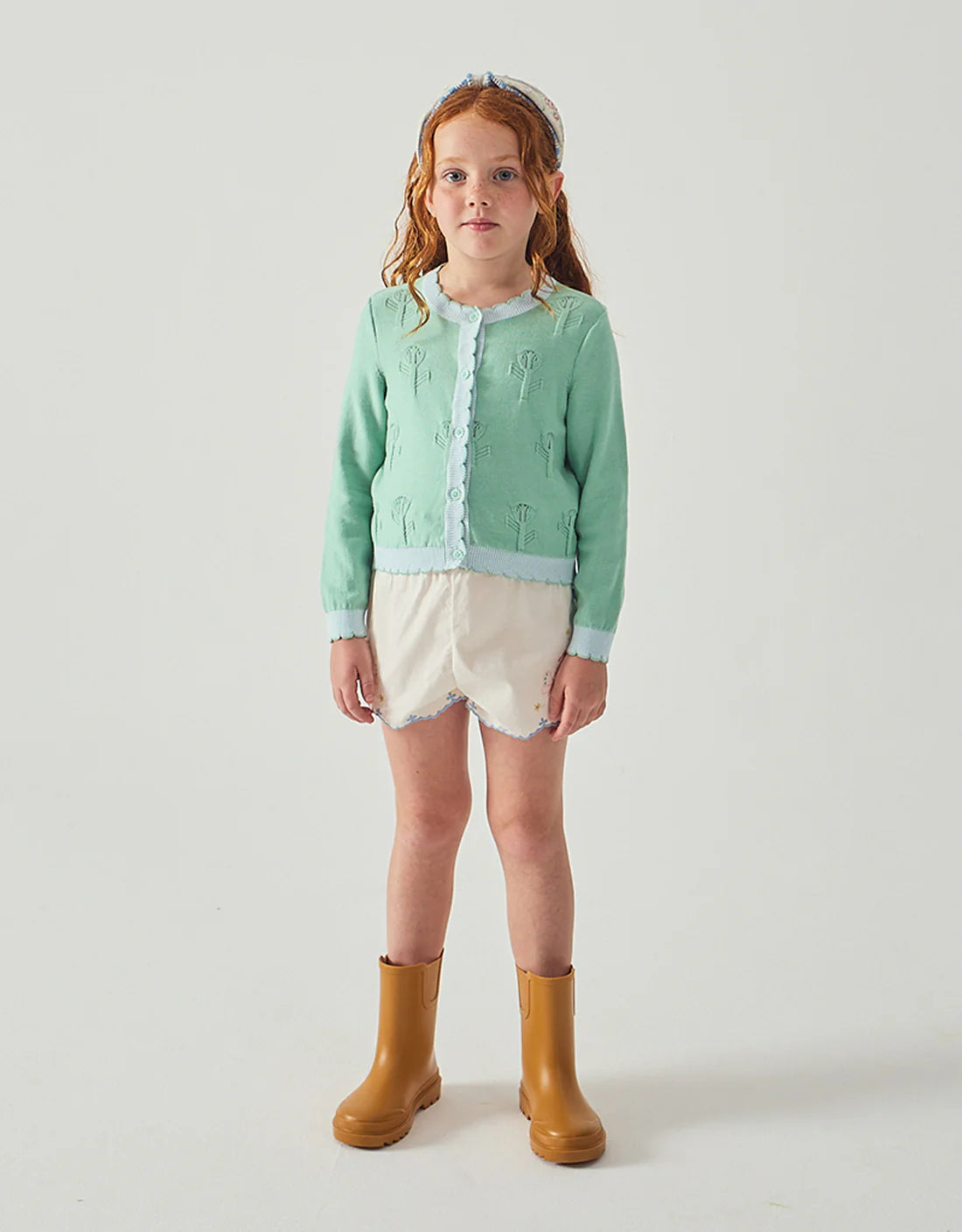 Natalie Cardigan with Scalloped Ribbed Edges