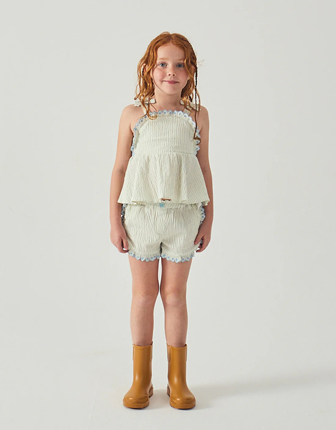 Isabel Ruffled Striped Apron Top & Ruffled Shorts