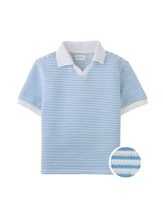 Husker Striped Textured Terry Polo Shirt