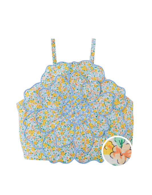Eloise Halter Top with Large Flower Appliqué
