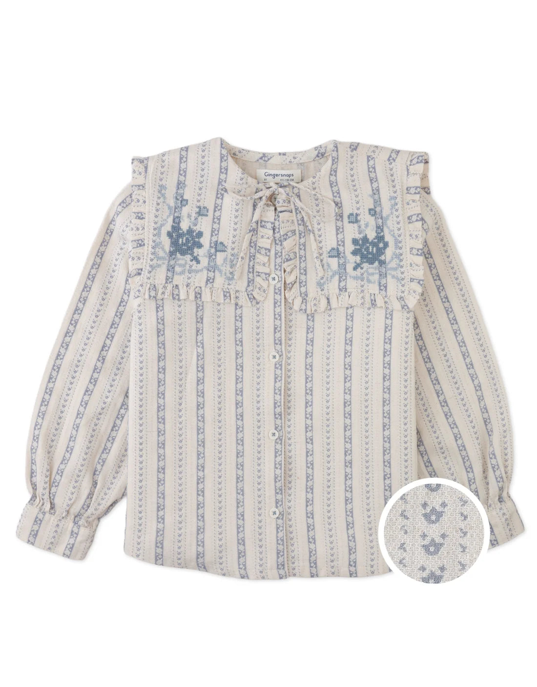 Esmeralda Blouse with Embroidered and Ruffled Bib Collar