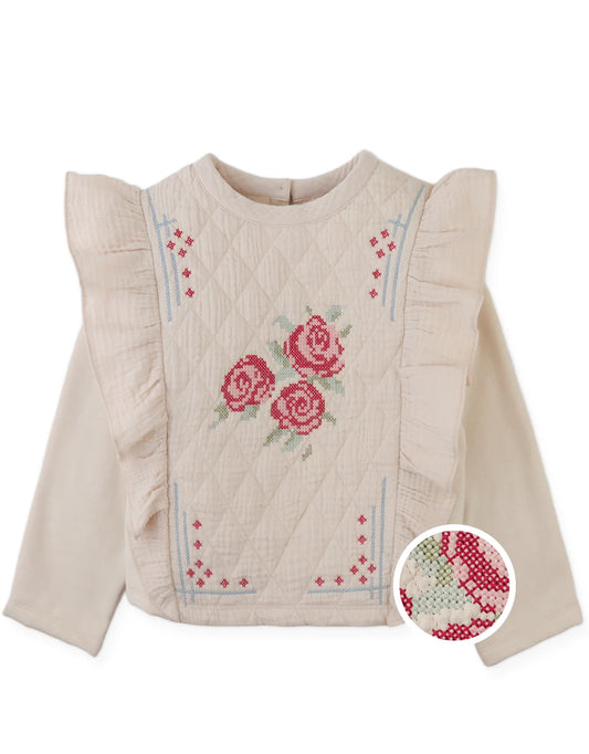 Rosamund Top with Flower Cross-Stitch