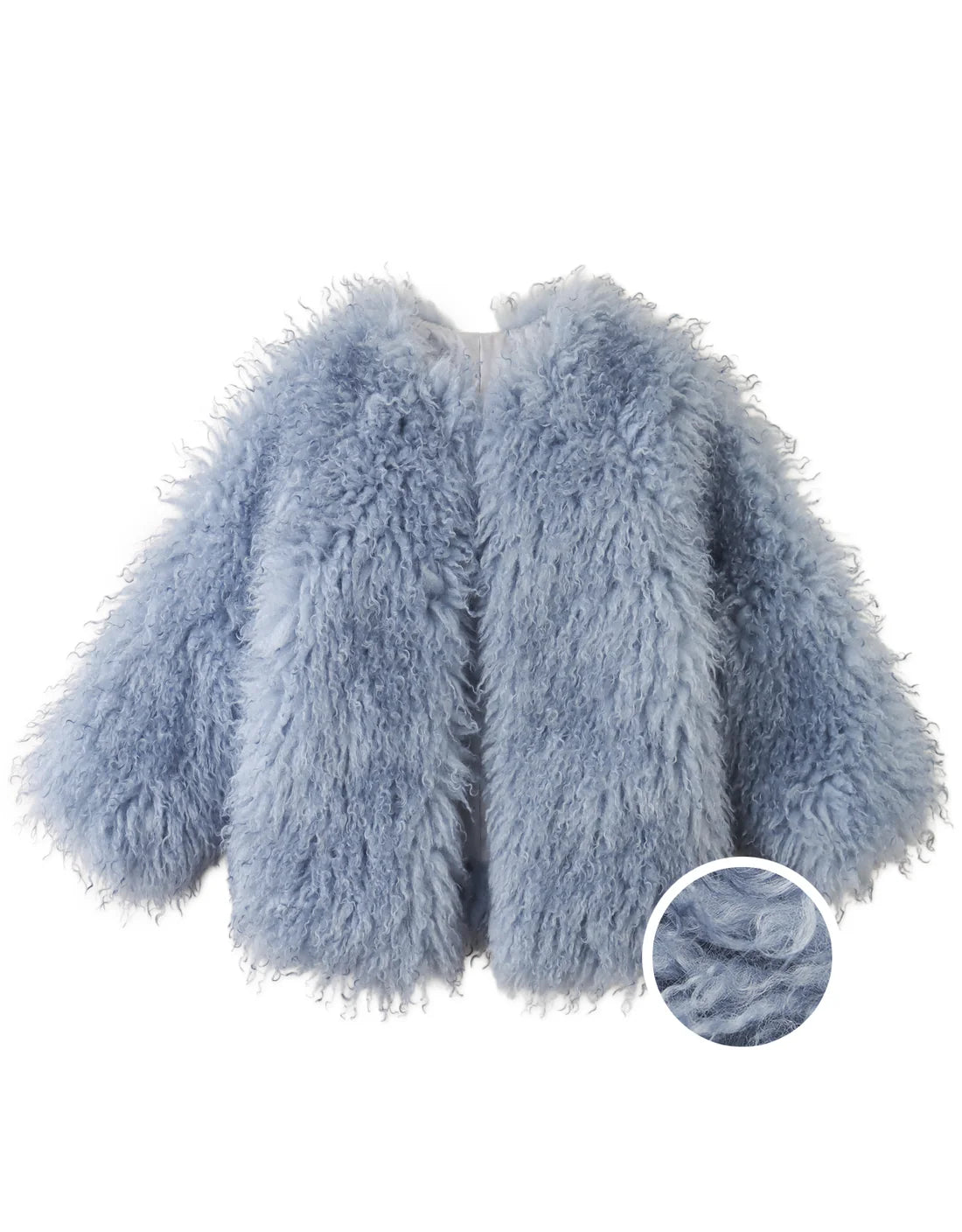 Cressida Coat with Raglan Sleeves in Shaggy Faux Fur