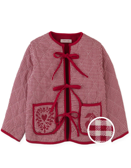 Lavinia Boxy Quilted Coat with Bow-Tie Accents