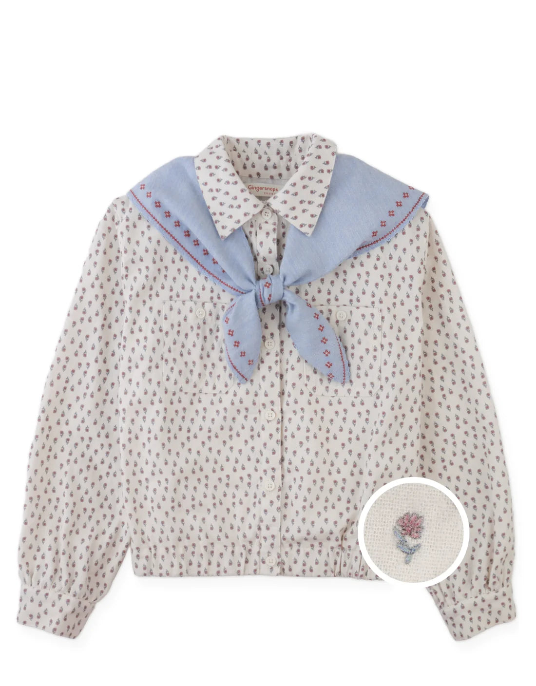 Muriel Top with Elastic Waistband and Contrasting Detachable Scarf