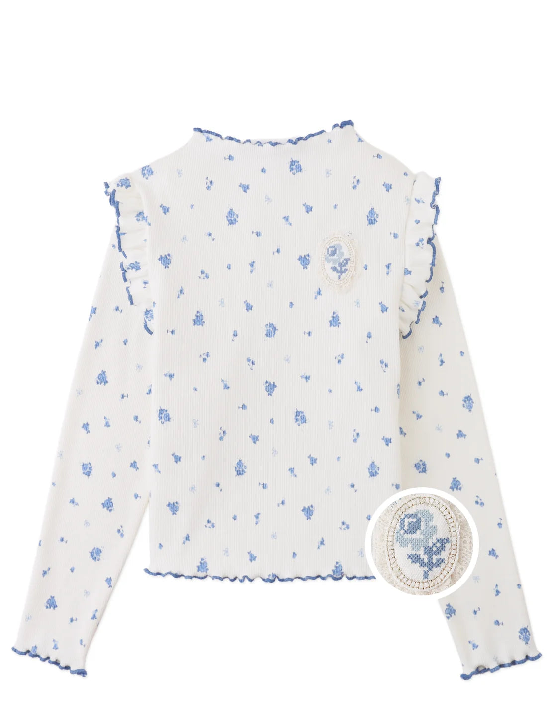 Drusilla Tee with Ruffled Shoulders