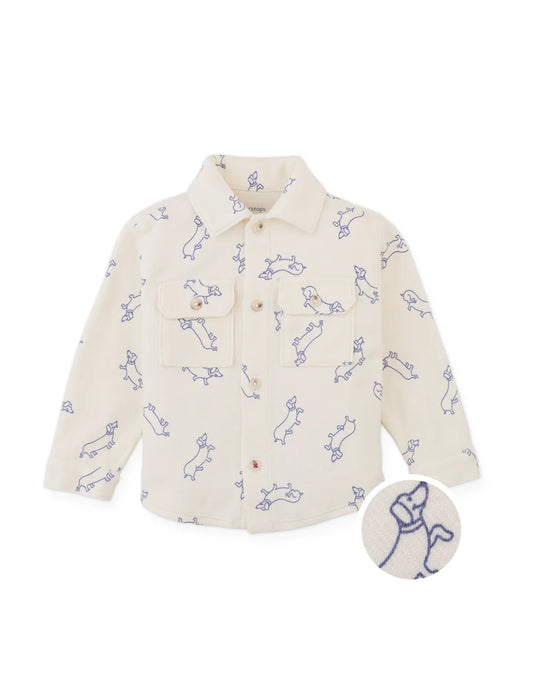 Baby Saverio Twill Jersey Shirt with Dachshund Print