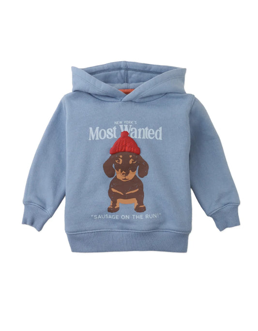 Baby Dante Fleece Pullover Hoodie with Dachshund
