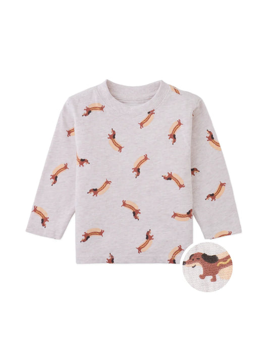 Baby Piero Tee with Dachshund All-Over Print