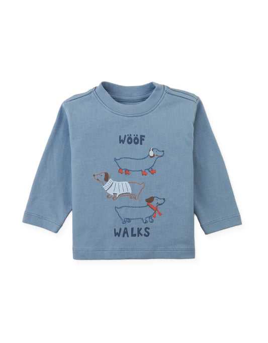 Baby Myron Graphic Tee with “Woof Walks” Graphic