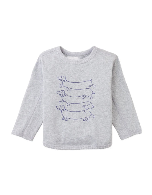 Baby Gianni Barrel Tee with Dachshund Outline Embroidery
