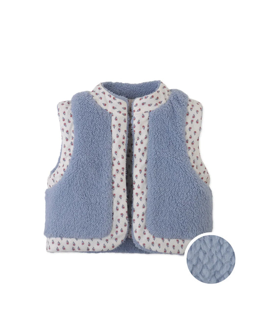 Baby Eulalia Ditsy Floral Reversible Gilet with Sherpa Side