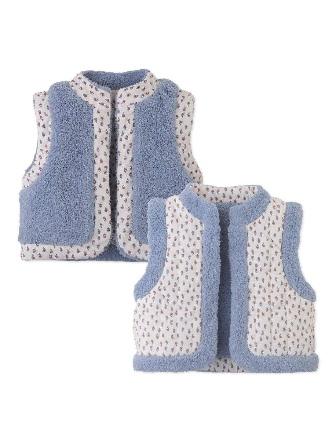 Baby Eulalia Ditsy Floral Reversible Gilet with Sherpa Side