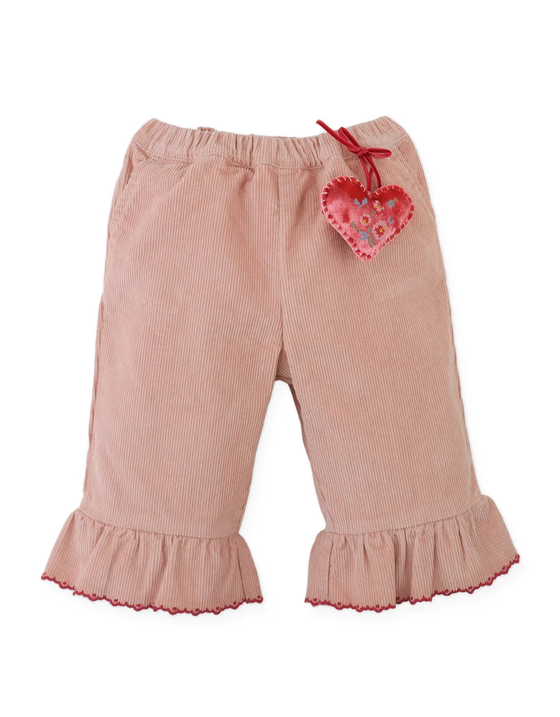Baby Bessie Pants with  Hand- Embroidered Velvet Heart Plushie