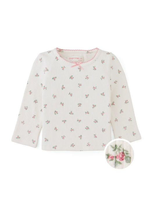 Baby Marcella Tee in All-Over Floral Print with Tiny Bow