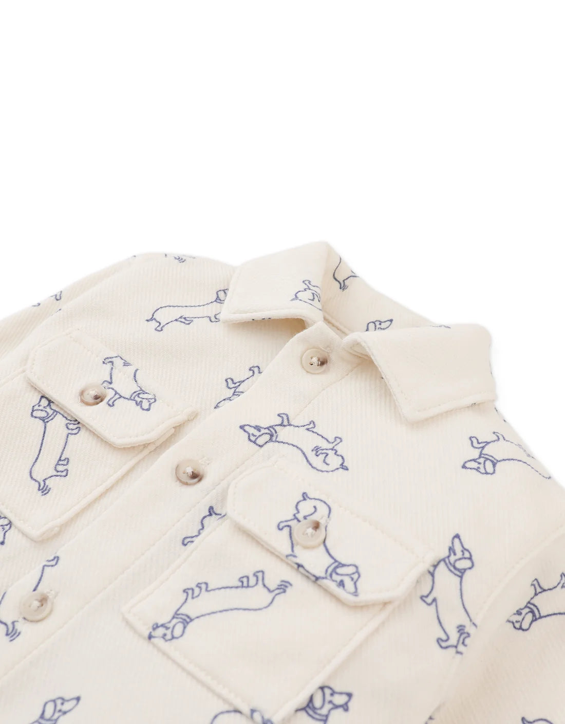 Baby Saverio Twill Jersey Shirt with Dachshund Print