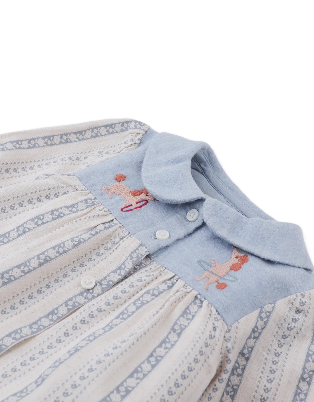 Baby Hester Striped Floral Blouse with Poodle Embroidery