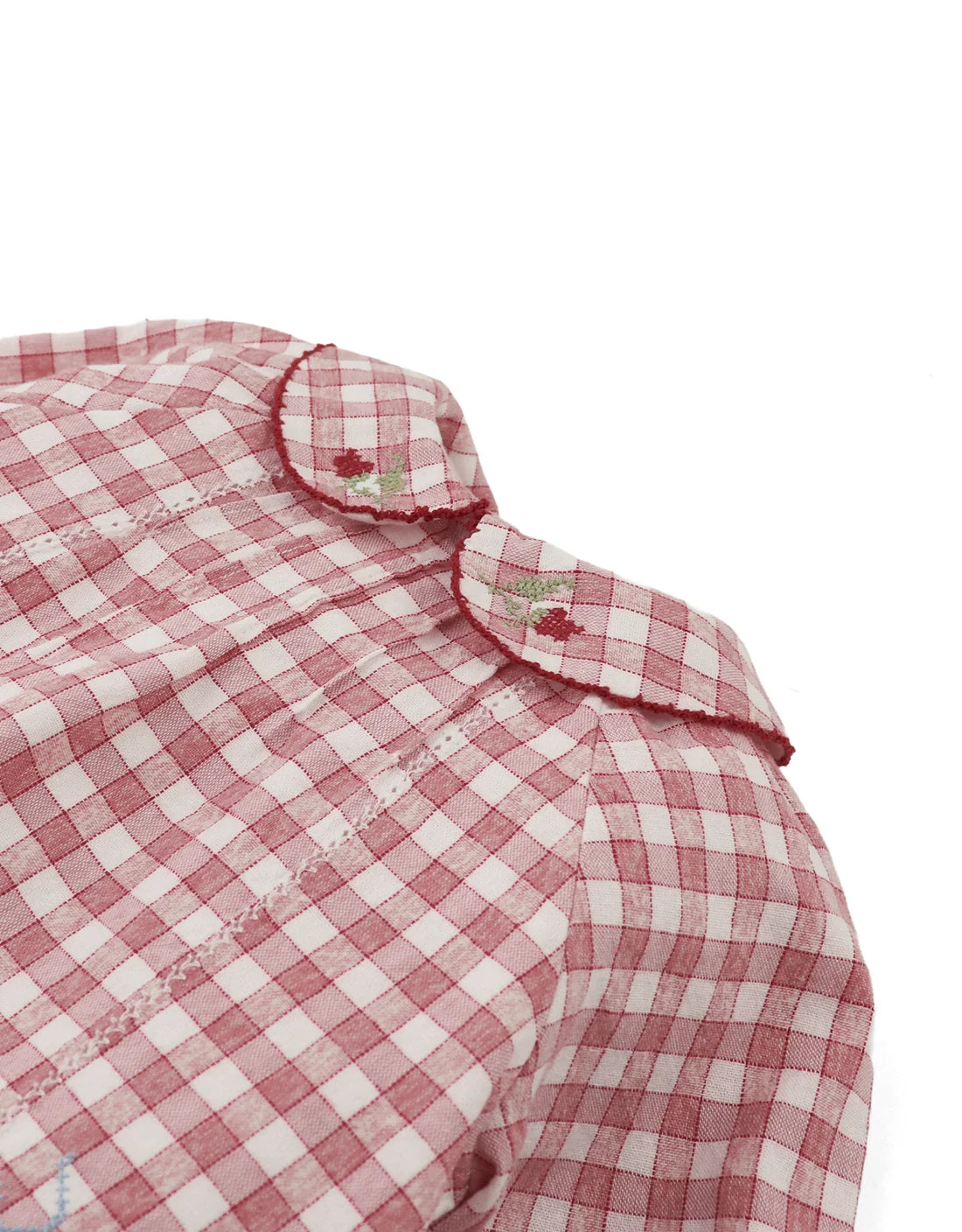 Baby Winnie Checkered Dress with Cross-Stitch Embroidery