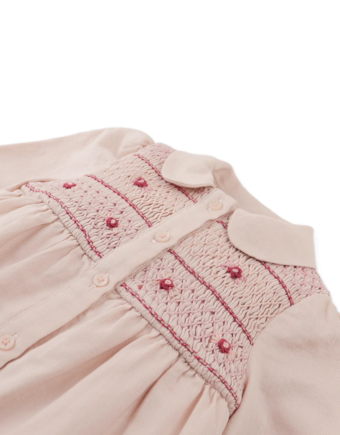 Baby Moira Hand-Smocked Dress with Rose Bullion