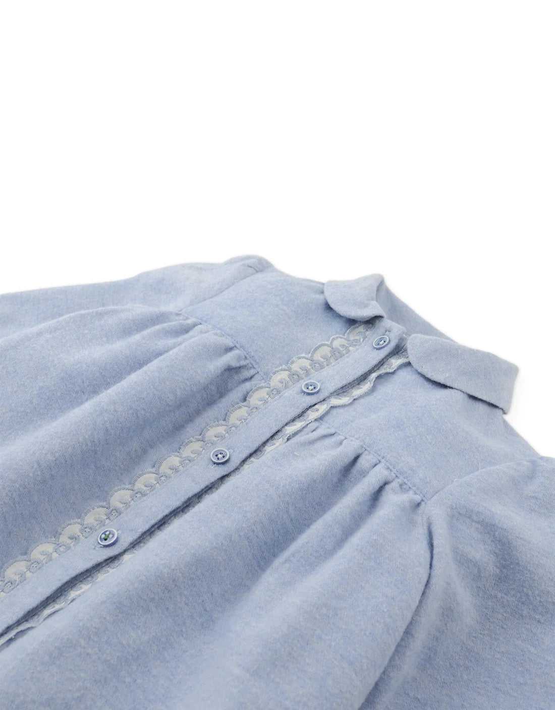 Baby Petunia Chambray Dress with Embroidered Lace Trim