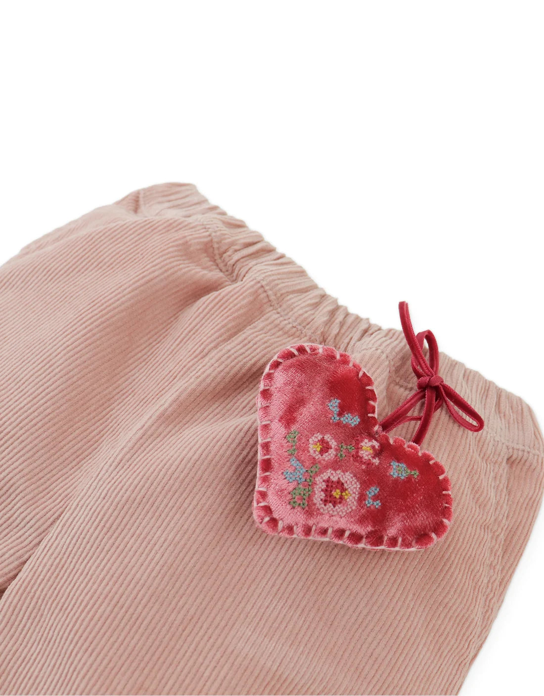 Baby Bessie Pants with  Hand- Embroidered Velvet Heart Plushie
