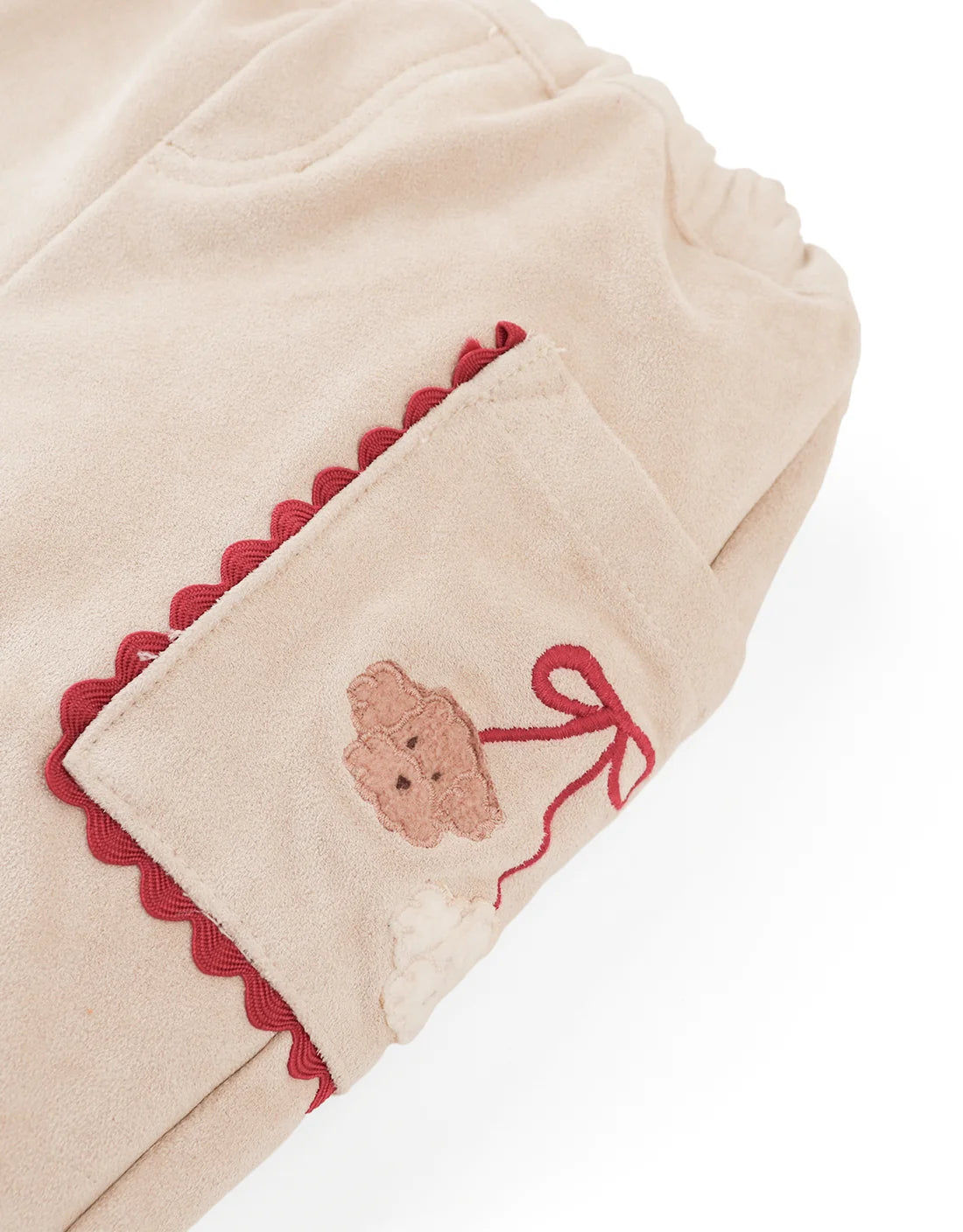 Baby Nellie Straight-Cut Pants with Poodle Head Embroidered Pockets