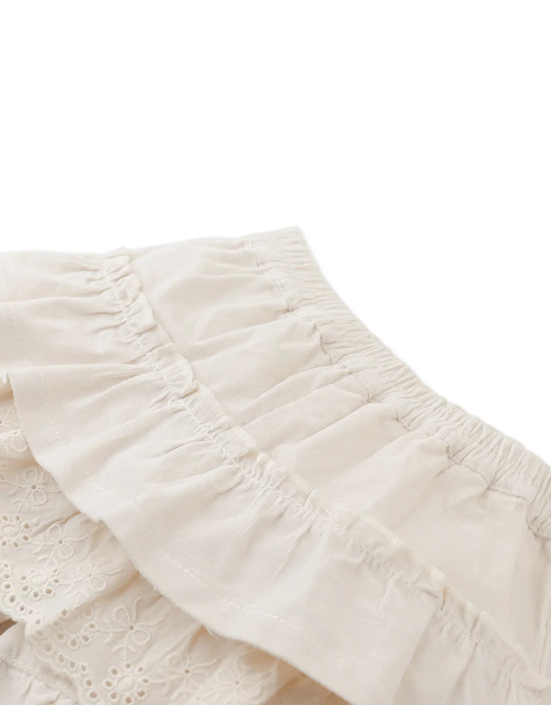 Baby Verena Tiered Ruffled Shorts with Embroidered Lace Trims