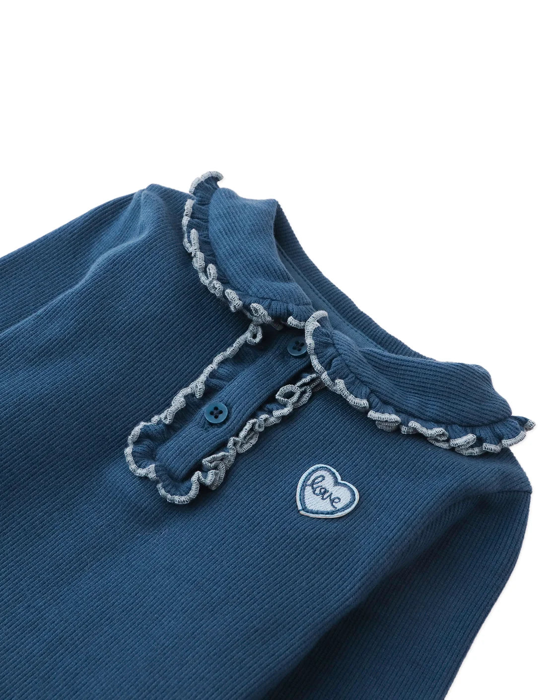 Baby Geraldine Ribbed Tee with Collar and  Love Appliqué