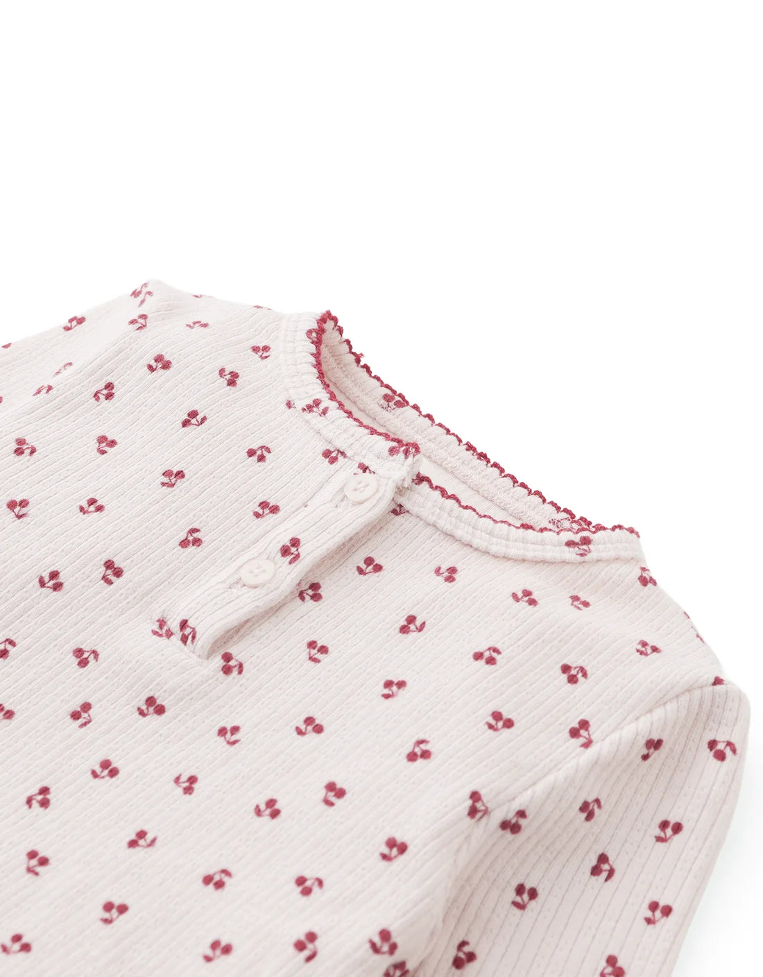 Baby Apolinaria Pointelle Ribbed Tee in All-Over Cherry